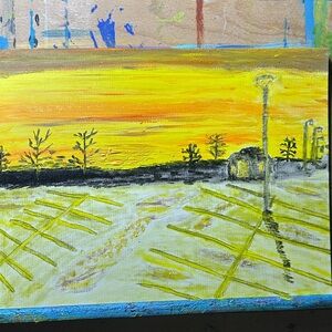 Golden Horizon Landscape Painting